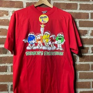 M&Ms T-Shirt Red Christmas Holidays Retro Short Sleeve Vintage Y2K Size M